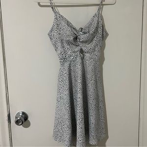 Shein Black and White Polka Dot Open Back Mini Dress, XS